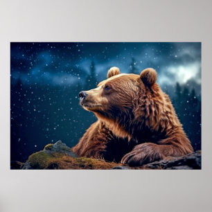 Affiche Grizzly Oear Animal Nature Majestic Wild