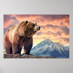 Affiche Grizzly Oear Animal Nature Majestic Wild