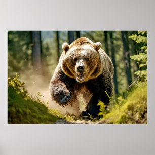 Affiche Grizzly Oear Animal Nature Majestic Wild
