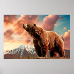 Affiche Grizzly Oear Animal Nature Majestic Wild