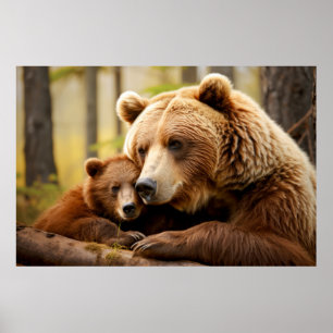 Affiche Grizzly Oear Animal Wild Beauté Liberté Wilderness
