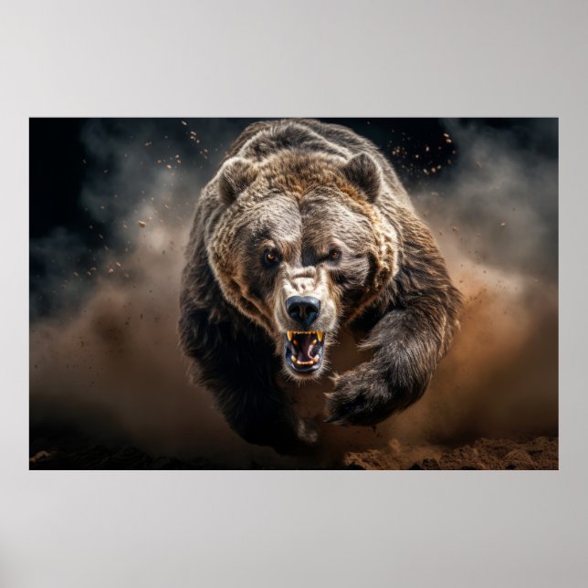 Affiche Grizzly Oear Wild Animal Portrait Fierce Power (Devant)