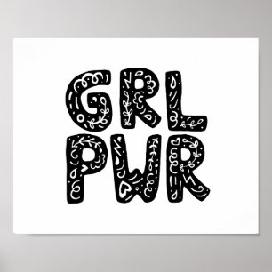 Affiche GRL PWR Girl Power Typography Art