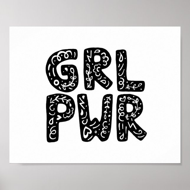 Affiche GRL PWR Girl Power Typography Art (Devant)