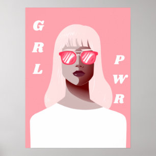 Affiche GRL PWR Illustration féministe moderne Puissance f