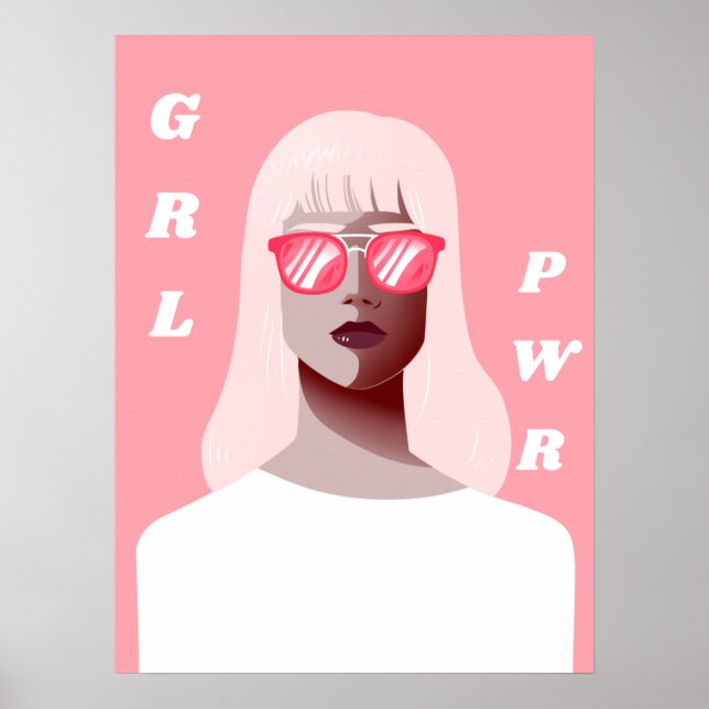 Affiche GRL PWR Illustration féministe moderne Puissance f (Devant)