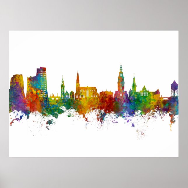 Affiche Groningen The Pays-Bas Skyline (Devant)