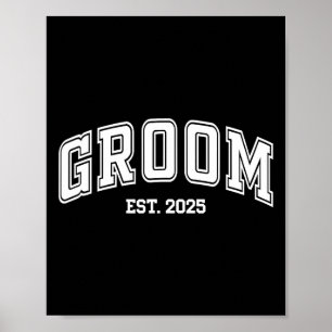 Affiche Groom Bride Est. 2025 Retro Juste Marié Couples W
