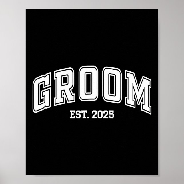 Affiche Groom Bride Est. 2025 Retro Juste Marié Couples W (Devant)