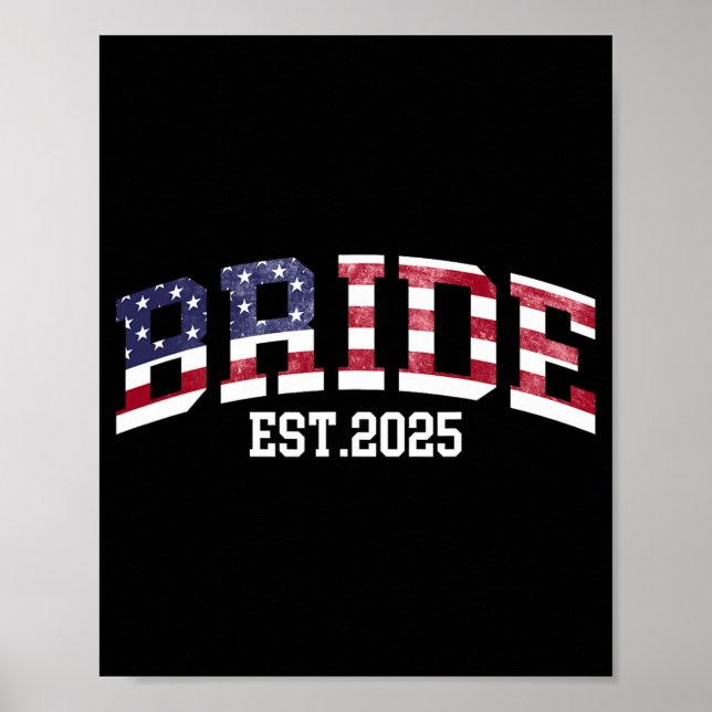 Affiche Groom Bride Est. Drapeau américain 2025 juste mari (Devant)