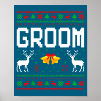 Affiche Groom bride married couple ugly christmas sweater 