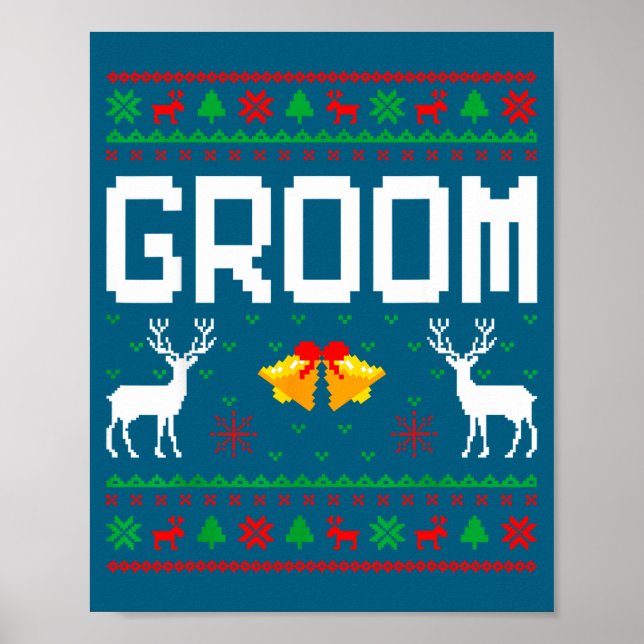 Affiche Groom bride married couple ugly christmas sweater  (Devant)