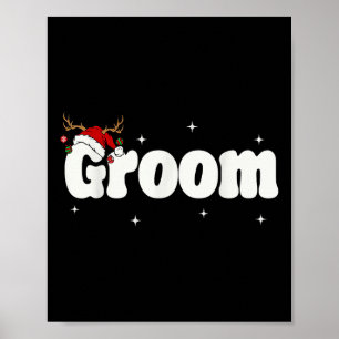 Affiche Groom Bride Père Noël Couples tenues de Noël Xmas 