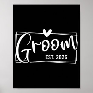 Affiche Groom Est. 2026 Mari juste marié Mariage Engag