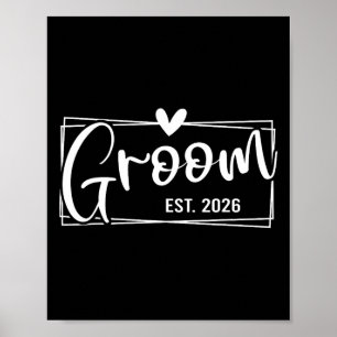 Affiche Groom Est. 2026 Mari juste marié Mariage Engag