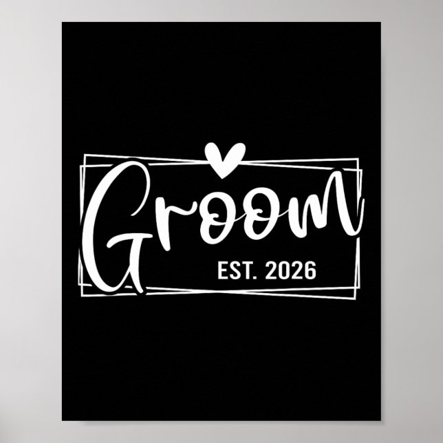 Affiche Groom Est. 2026 Mari juste marié Mariage Engag (Devant)