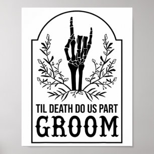 Affiche Groom Skeleton Couples main jumelés Mariage Hallo