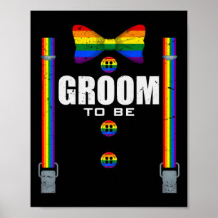 Affiche Groom To Be Gay Lgbtq Pride Rainbow Flag Mariage B
