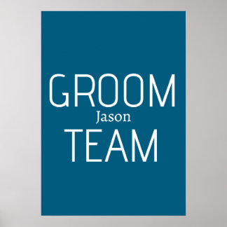 Affiche groomsman bold groom team gray blue white bachelor