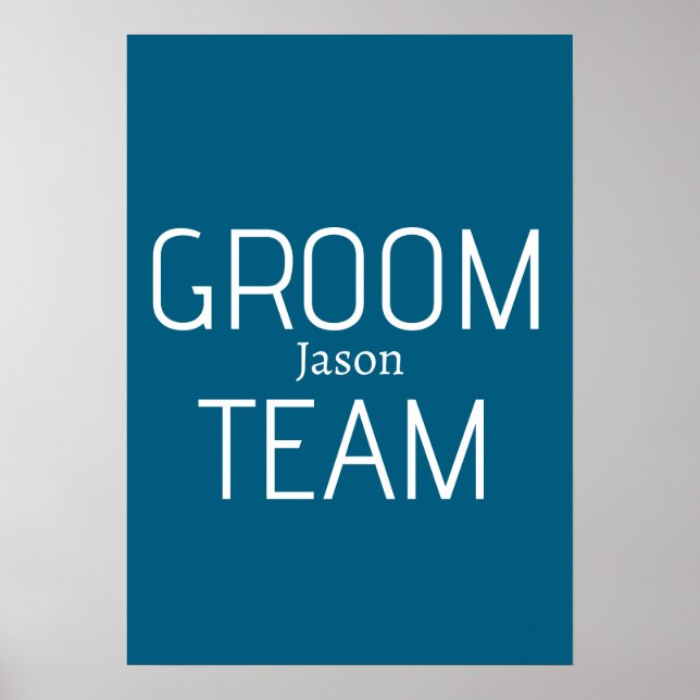 Affiche groomsman bold groom team gray blue white bachelor (Devant)