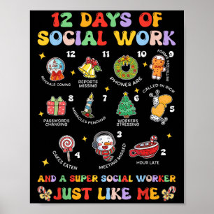 Affiche Groovy 12 Jours de Noël de l'école de travail soci