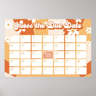 Affiche Groovy Baby Retro Sunshine Baby Shower Date Prévue