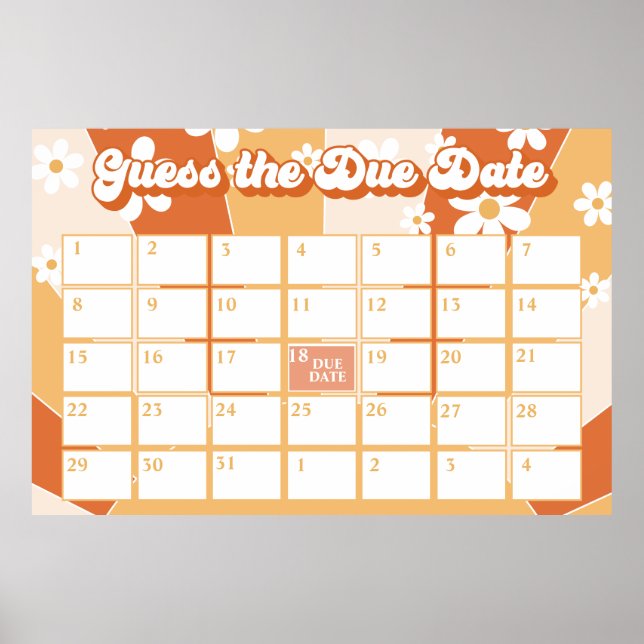 Affiche Groovy Baby Retro Sunshine Baby Shower Date Prévue (Devant)