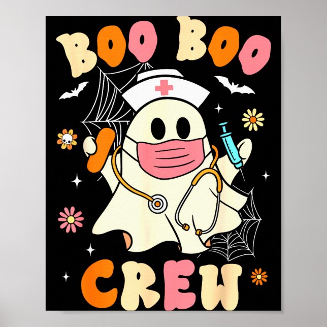 Affiche Groovy Boo Boo Crew Nurse Halloween Cute Ghost Wom (Devant)
