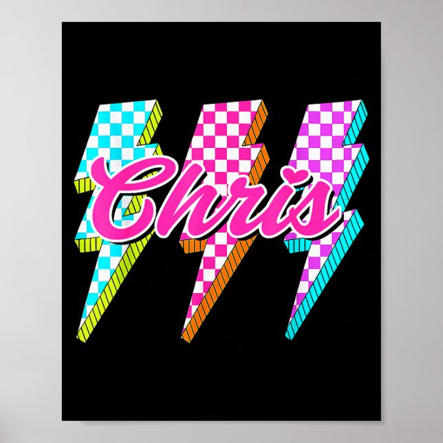 Affiche Groovy Chris Lightning Bolt Checkered I Love Meme  (Devant)