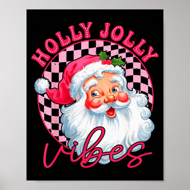 Affiche Groovy Cute Santa Claus Christmas Vibes Xmas Women (Devant)