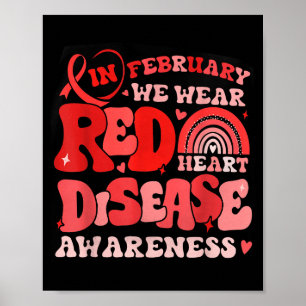 Affiche Groovy En Février Nous Portons Rouge Maladie Cardi