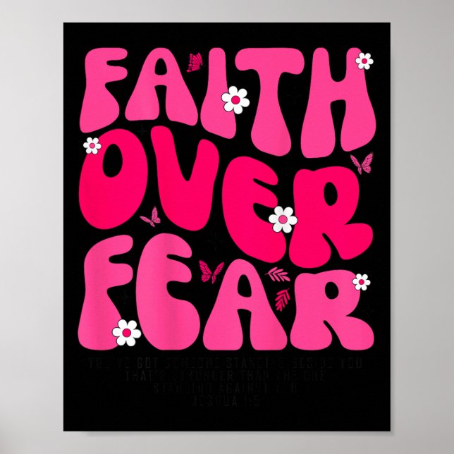 Affiche Groovy Floral Faith Over Fear Religious God Christ (Devant)