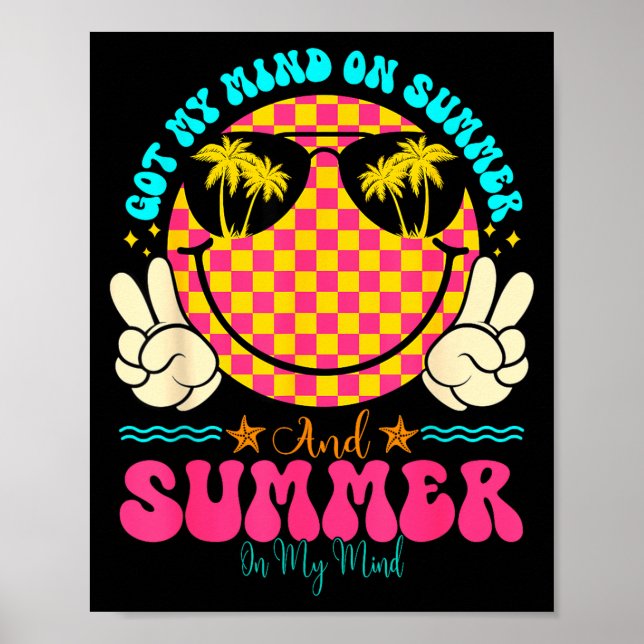 Affiche Groovy Happy Face Summer Vibes Got My Mind On Summ (Devant)
