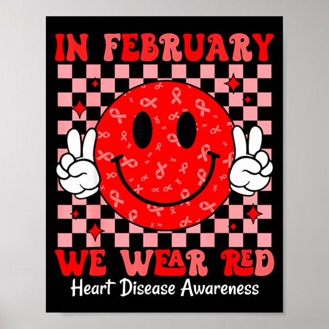 Affiche Groovy In February We Wear Red For Heart Disease A (Devant)