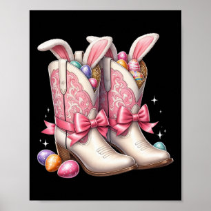 Affiche Groovy Jolies Œufs de Pâques Bottes Western Cowboy