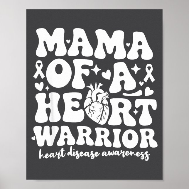Affiche Groovy Mama Of A Heart Warrior Chd Awareness Heart (Devant)