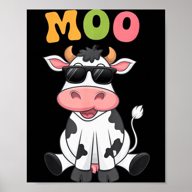 Affiche Groovy Moo Cow - Funny Farmer Cow Men Women Kids B (Devant)