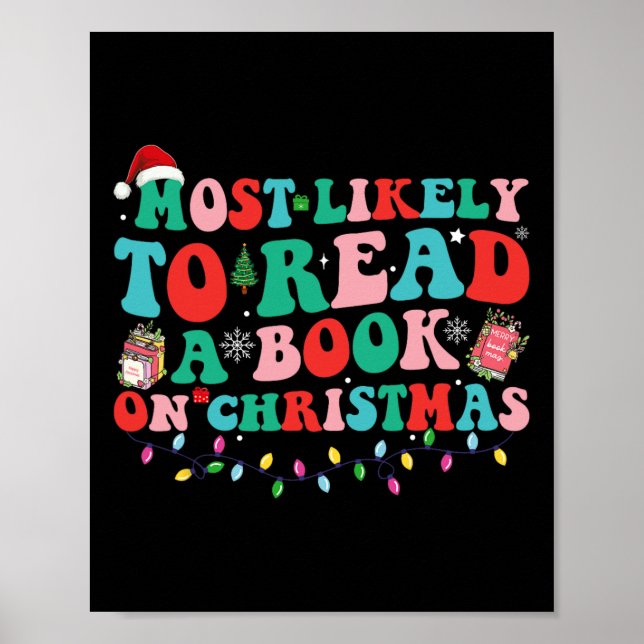 Affiche Groovy Noël le plus susceptible de lire un livre s (Devant)