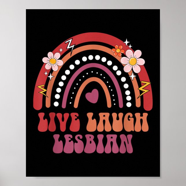 Affiche Groovy Retro Live Laugh Lesbian Pride Lgbtq+ Pride (Devant)