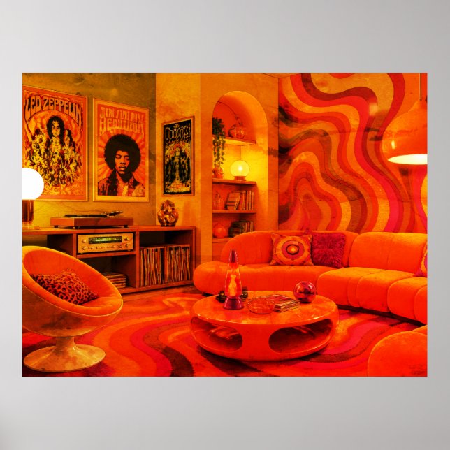 Affiche Groovy Rétro Living Style Cool Couleurs Mur 1970 (Devant)