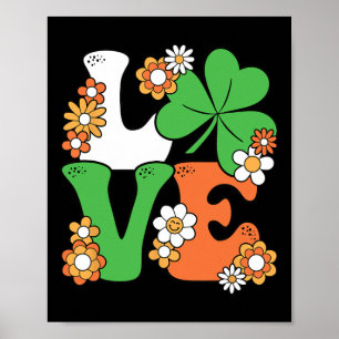 Affiche Groovy Saint-Patrick Love Trèfle Femmes Filles