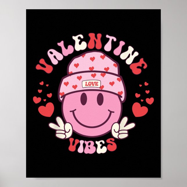 Affiche Groovy Saint-Valentin Vibes Sourire Visage Fête de (Devant)
