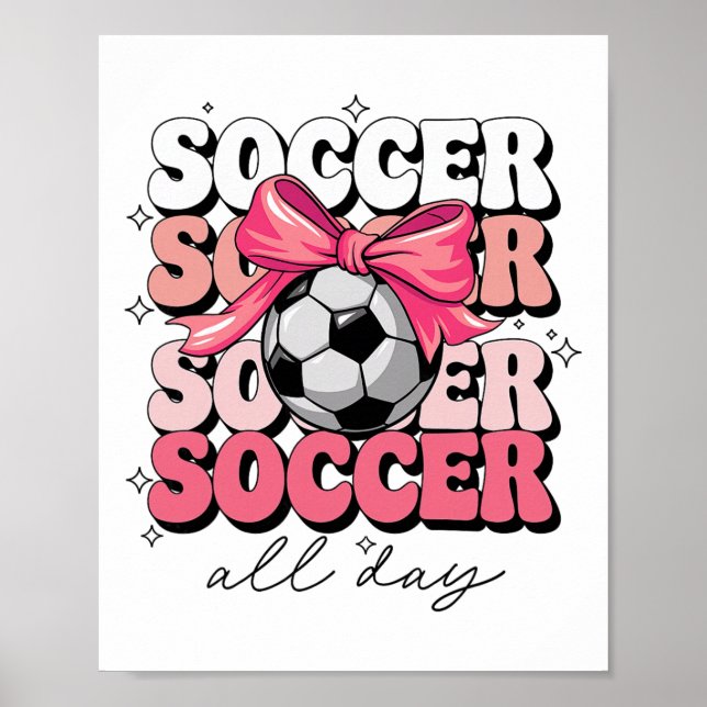Affiche Groovy Soccer Coquette Bow Girls Women Soccer All  (Devant)