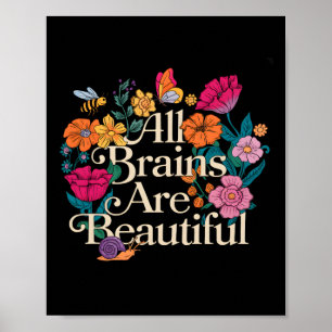 Affiche Groovy Tous les cerveaux sont beaux Floral Sensibi