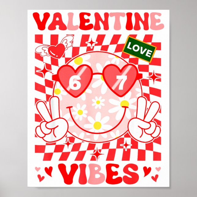 Affiche Groovy Valentine Vibes Happy Valentine's Day Girl  (Devant)