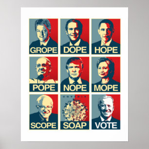 Affiche Grope Dope Hope Pope Nope Mope Portée Savon Biden