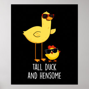 Affiche Gros Canard Et Hensome Drôle Animal Pun Dark BG