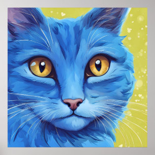 Affiche Gros chat bleu.