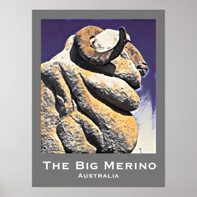 Affiche Gros mouton Merino Australie retro imprimé voyage (Devant)