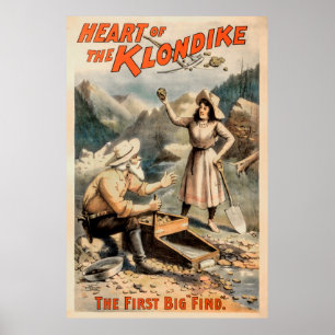 Affiche Gros nugget d'or trouvé dans Klondike 1897